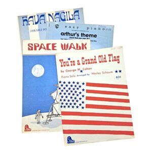 Vintage Schaum & Warner Bros Piano Sheet Music Lot Grand Old‎ Flag + More
